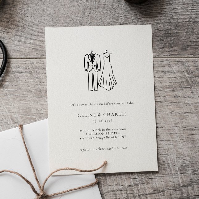 Invitación Minimalist Couples Shower Bride & Groom Line Art (Subido por el creador)