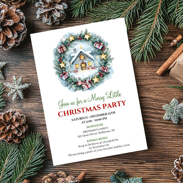 Invitación Minimalist Cozy Christmas Scene Holiday Invitation (Minimalist Cozy Christmas Scene Holiday Invitation)