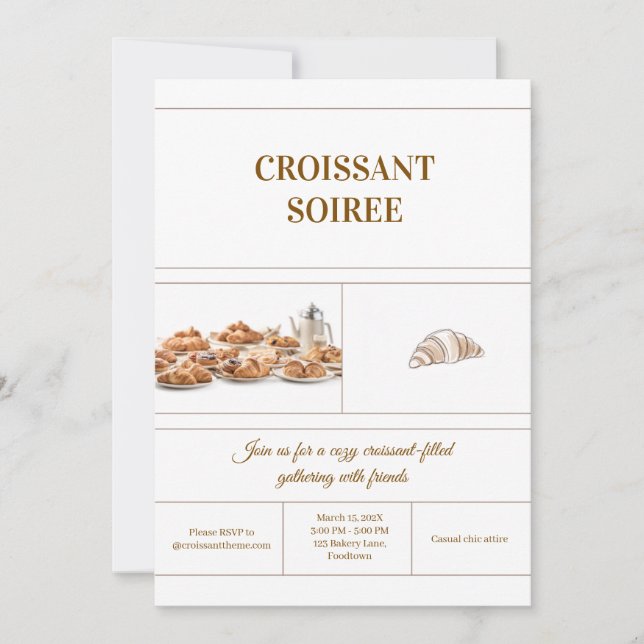 Invitación Minimalist Croissant Invitation (Anverso)