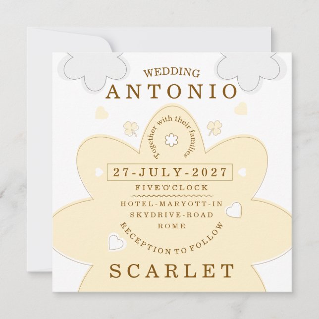 Invitación Minimalist Cute vibe Wedding And Modern Aesthetic  (Anverso)