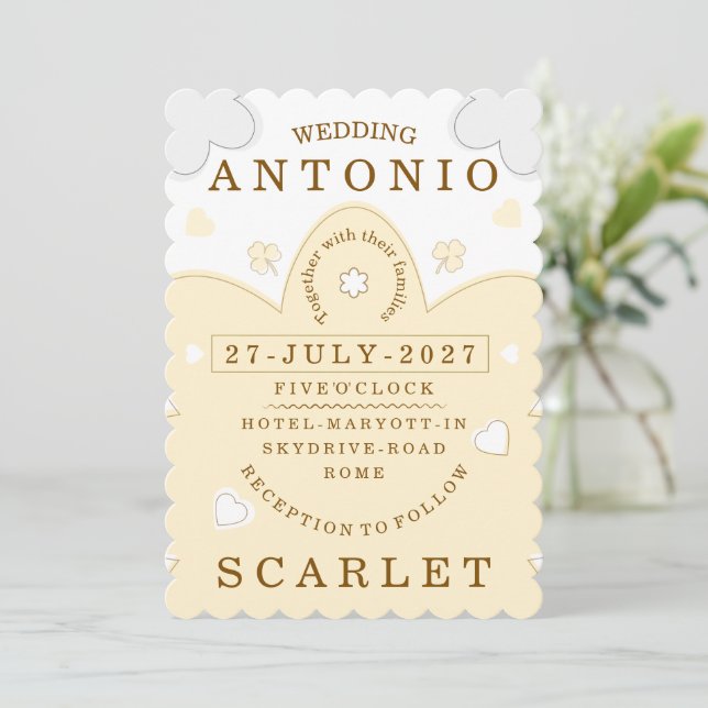Invitación Minimalist Cute Wedding  Warm And Modern Aesthetic (Anverso de pie)