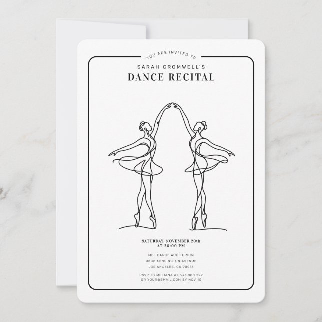 Invitación Minimalist Dance Recital  (Anverso)