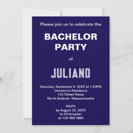 Invitación Minimalist Dark Blue Bachelor Party Invitation