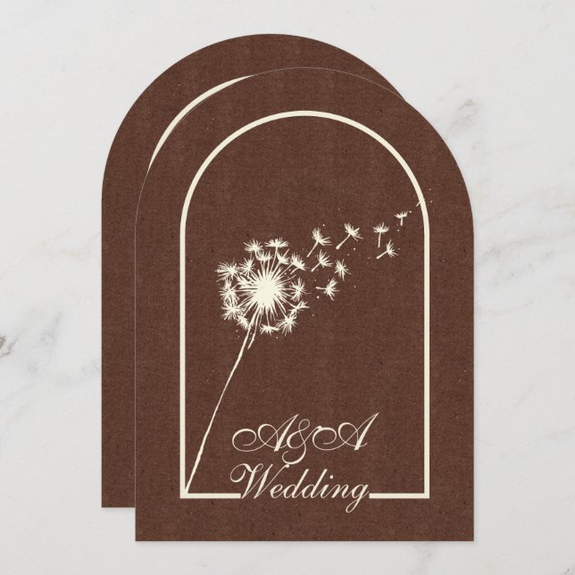 Invitación Minimalist Dark Brown and Ivory Arch Wedding  (Anverso / Reverso)