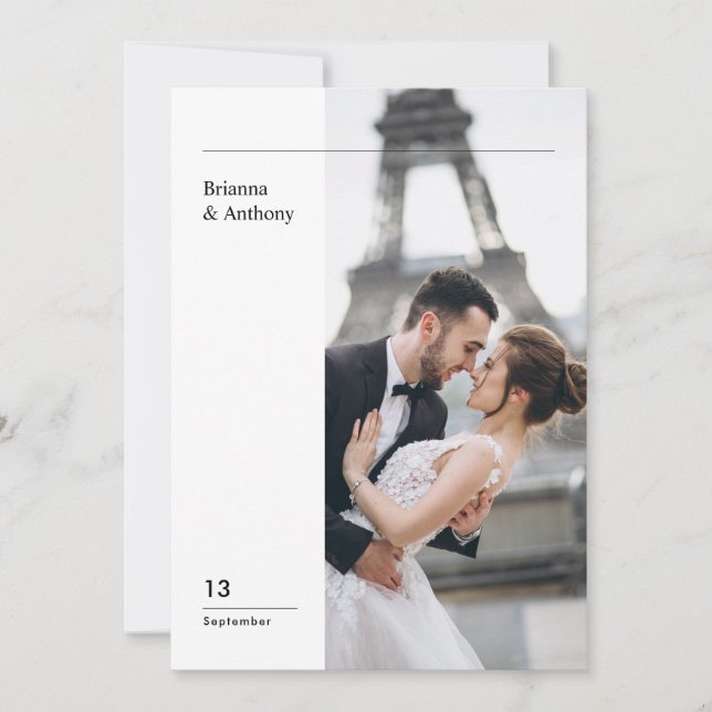 Invitación Minimalist Destination Simple Wedding Photo (Anverso)