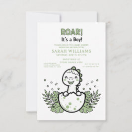 Invitación minimalist Dinosaur Baby Shower party boy Roar