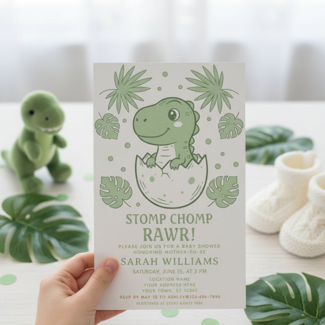 Invitación minimalist Dinosaur Baby Shower party boy Roar (Subido por el creador)