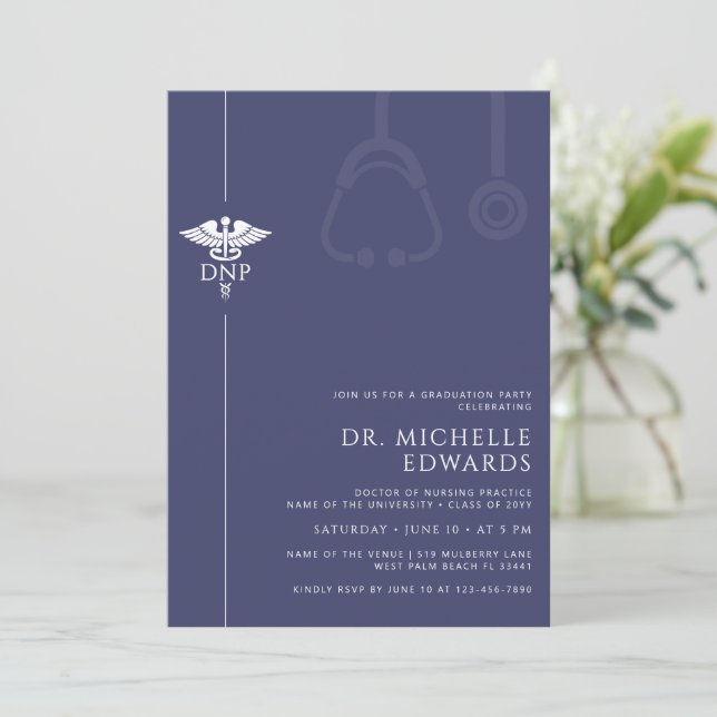 Invitación Minimalist DNP Doctor of Nursing Practice Graduate (Anverso de pie)