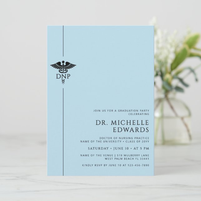 Invitación Minimalist DNP Doctor of Nursing Practice Graduate (Anverso de pie)