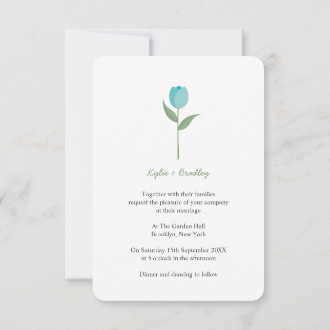 Invitación Minimalist Downy Tulip (Reverso)