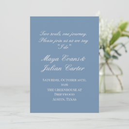 Invitación  Minimalist Dusty Blue & Warm White Wedding 