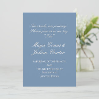 Invitación  Minimalist Dusty Blue & Warm White Wedding 