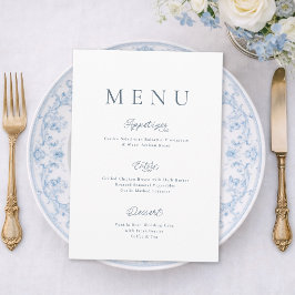 Invitación Minimalist Dusty Blue Wedding Menu Card