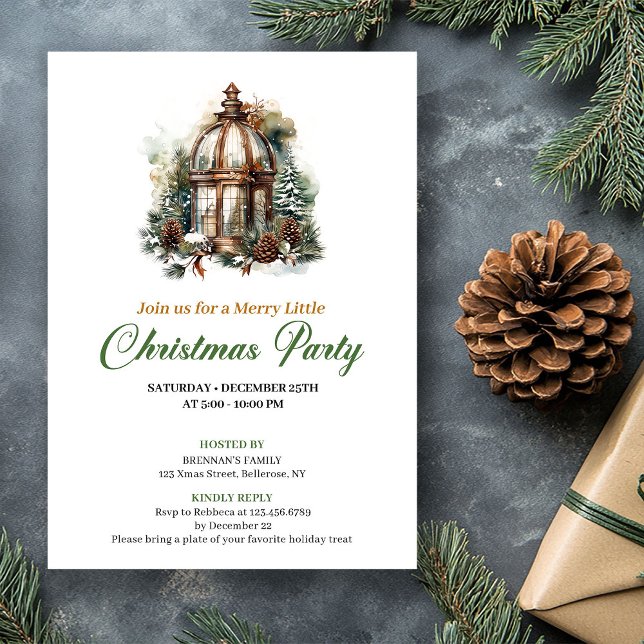 Invitación Minimalist Earthy Colors Christmas Lantern Party  (Minimalist Earthy Colors Christmas Lantern Party Invitation)