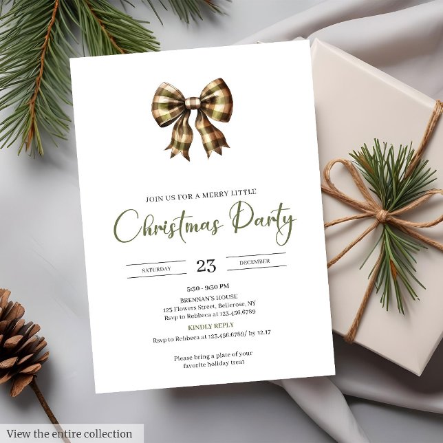 Invitación Minimalist Earthy Red Green Rustic Christmas Party (Minimalist Earthy Red Green Rustic Christmas Party

)