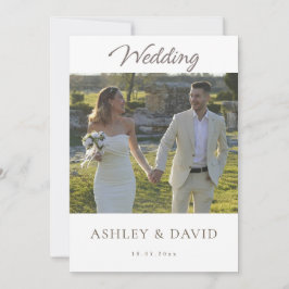 Invitación Minimalist Elegant Half Photo Modern boho Wedding