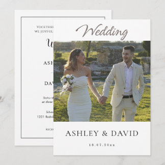 Invitación Minimalist Elegant Half Photo Modern chic Wedding