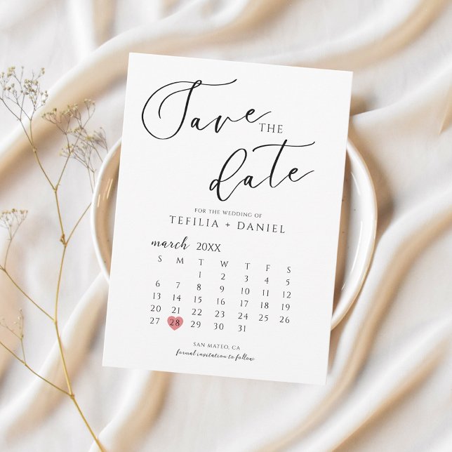 Invitación Minimalist Elegant Save The Date Calendar  (Subido por el creador)
