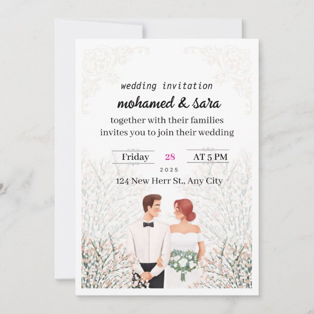 Invitación Minimalist Elegant Wedding Invitation & RSVP (Anverso)