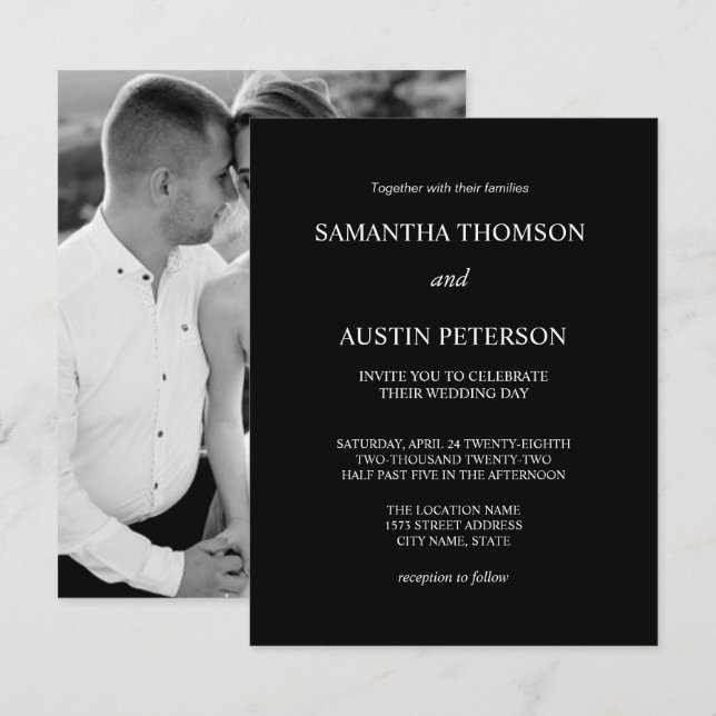 Invitación minimalist elegant wedding of the (Anverso / Reverso)