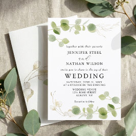 Invitación Minimalist Eucalyptus Green Foliage Classy Wedding