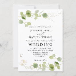 Invitación Minimalist Eucalyptus Green Foliage Classy Wedding