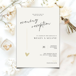 Invitación Minimalist Evening Reception Wedding Gold Black 