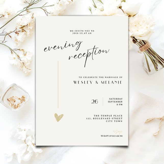 Invitación Minimalist Evening Reception Wedding Gold Black  (Subido por el creador)
