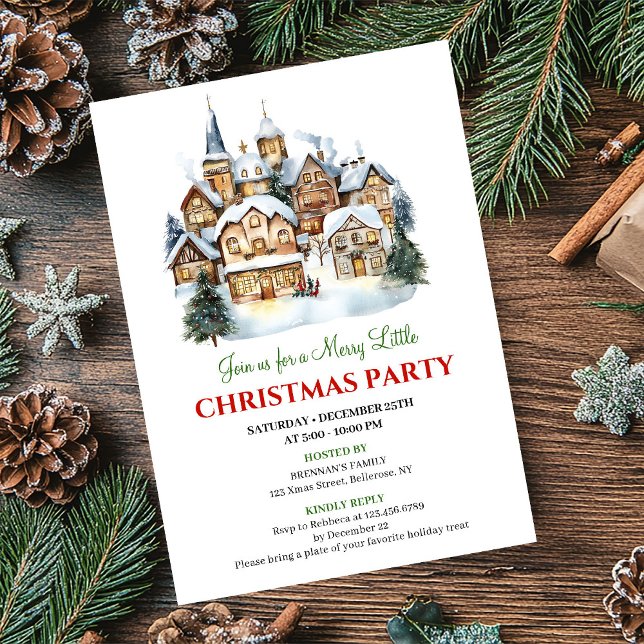 Invitación Minimalist festive city Christmas party invitation (Minimalist festive city Christmas party invite

)