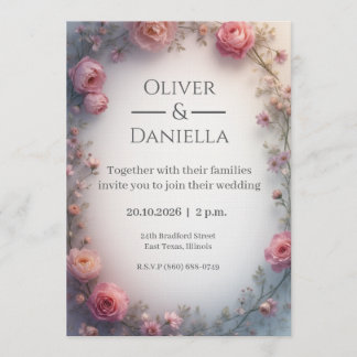 Invitación Minimalist Floral Christian Wedding Invitation