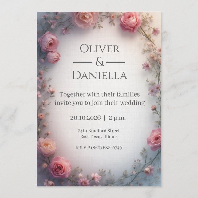 Invitación Minimalist Floral Christian Wedding Invitation (Anverso)