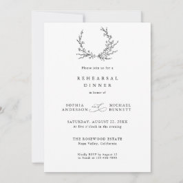 Invitación Minimalist Floral Line Art Wedding Rehearsal