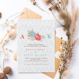Invitación Minimalist Floral Monogram