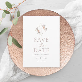 Invitación Minimalist Floral Monogram Save the Date Card
