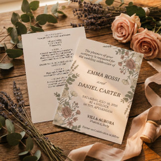 Invitación Minimalist Floreal Cream All In One Wedding 