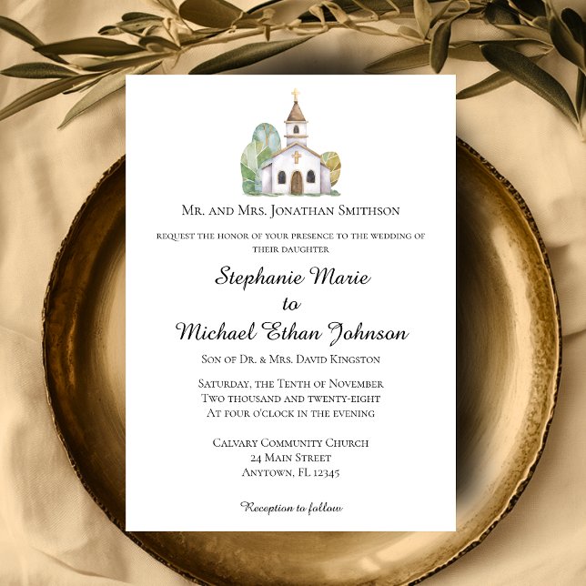Invitación MINIMALIST Formal Church Wedding Invitations (MINIMALIST Formal Church Wedding Invitations)