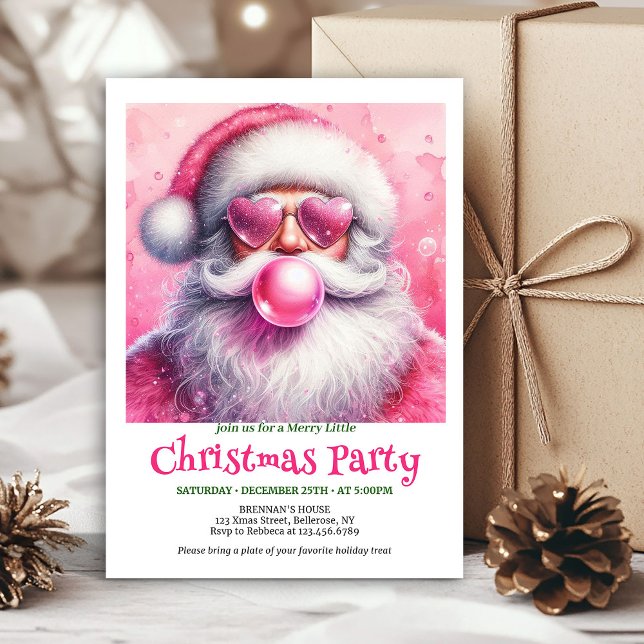 Invitación Minimalist Funny Santa Heart Glasses Christmas  (Minimalist Funny Santa Heart Glasses Christmas Invite

)