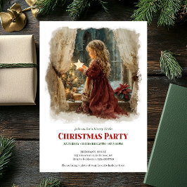 Invitación Minimalist girl awaits Santa editable holiday 