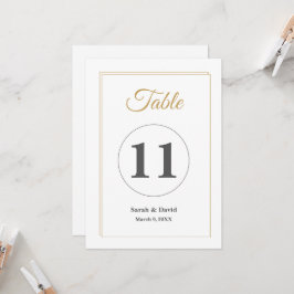 Invitación Minimalist Gold Border Wedding Table Number Card