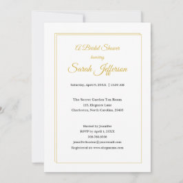 Invitación Minimalist Gold Frame Floral Bridal Shower
