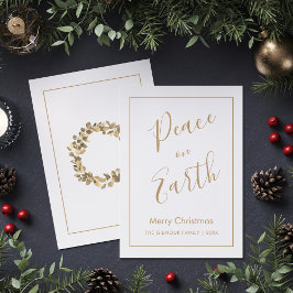 Invitación Minimalist|Gold Peace on Earth Christmas Card