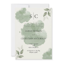 Minimalist Green Botanical Wedding Invitation