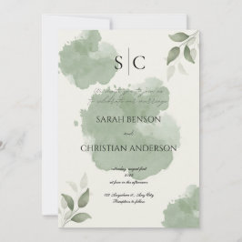 Invitación Minimalist Green Botanical Wedding Invitation