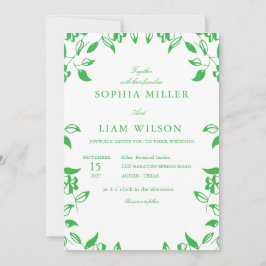 Invitación Minimalist Green Botanical Wedding Invitation