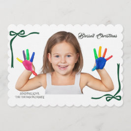Invitación Minimalist Green Bows Blessing Christmas
