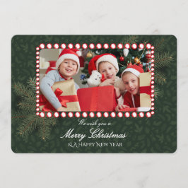 Invitación Minimalist Green Gold Merry Christmas Handwriting 