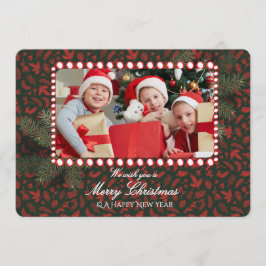 Invitación Minimalist Green Gold Merry Christmas Handwriting 