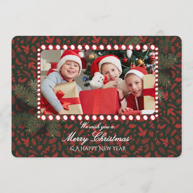 Invitación Minimalist Green Gold Merry Christmas Handwriting  (Anverso)