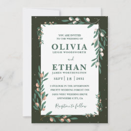Invitación Minimalist Green Modern Simple Typography Wedding 