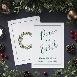 Invitación Minimalist|Green Peace on Earth Christmas Card